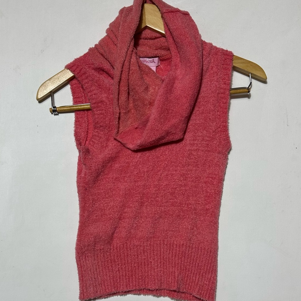 Y2K soft Sleeveless Cowl Neck Sweater